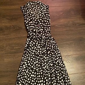 Black and white polka dot midi dress